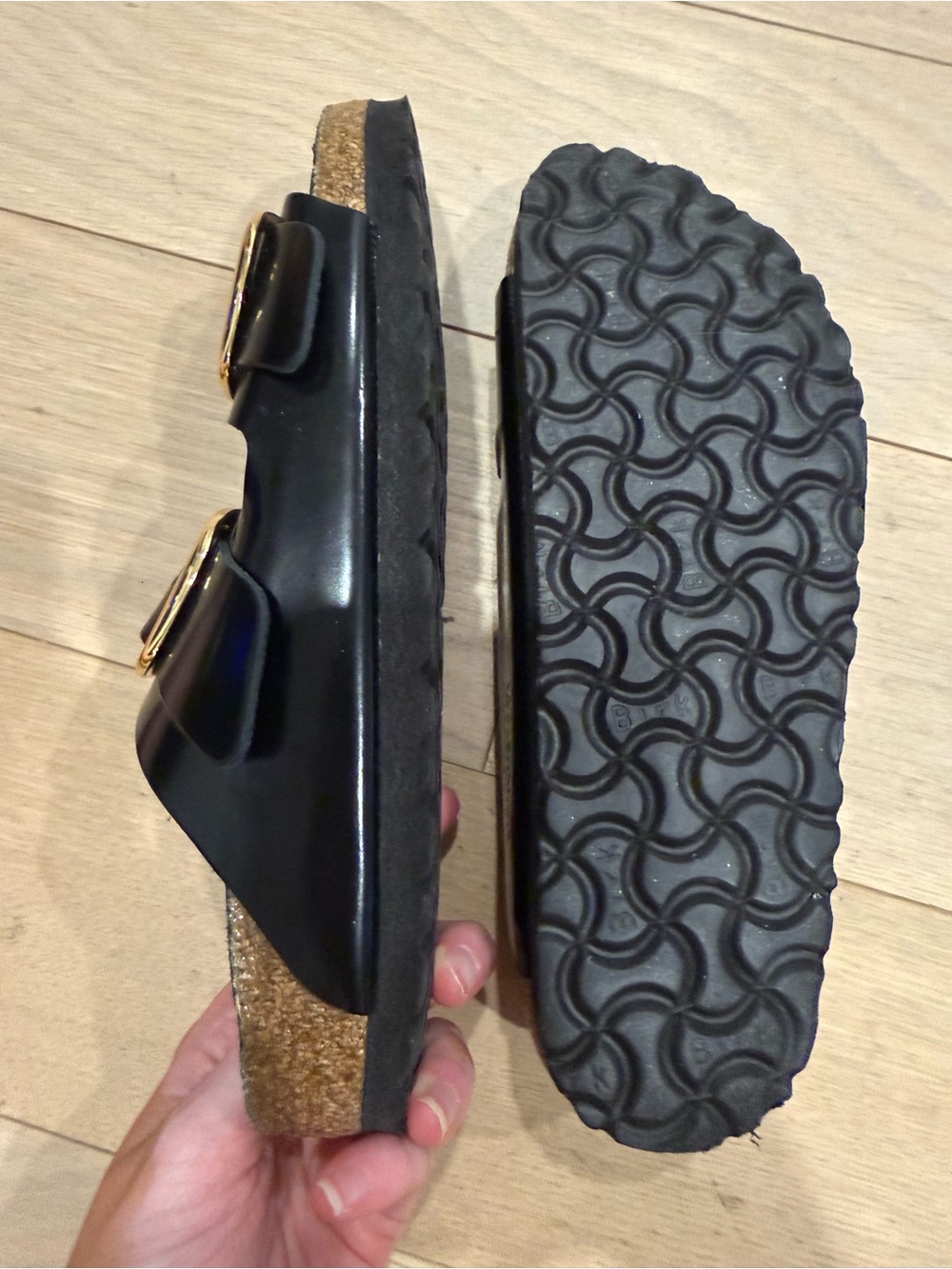 Birkenstock Arizona Big Buckle Sandals with Gold Buckles - Picture 3 of 4